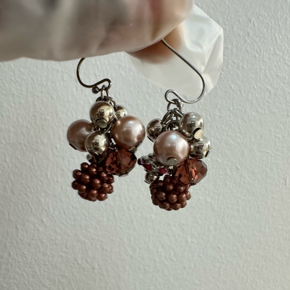 🔥Brown and silver beaded dangle earrings #boho #festival🔥 - Picture 1 of 3